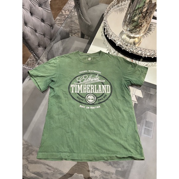 Timberland Authentic T-Shirt Womens Small Green Short Sleeve Graphic Tee - Picture 1 of 11